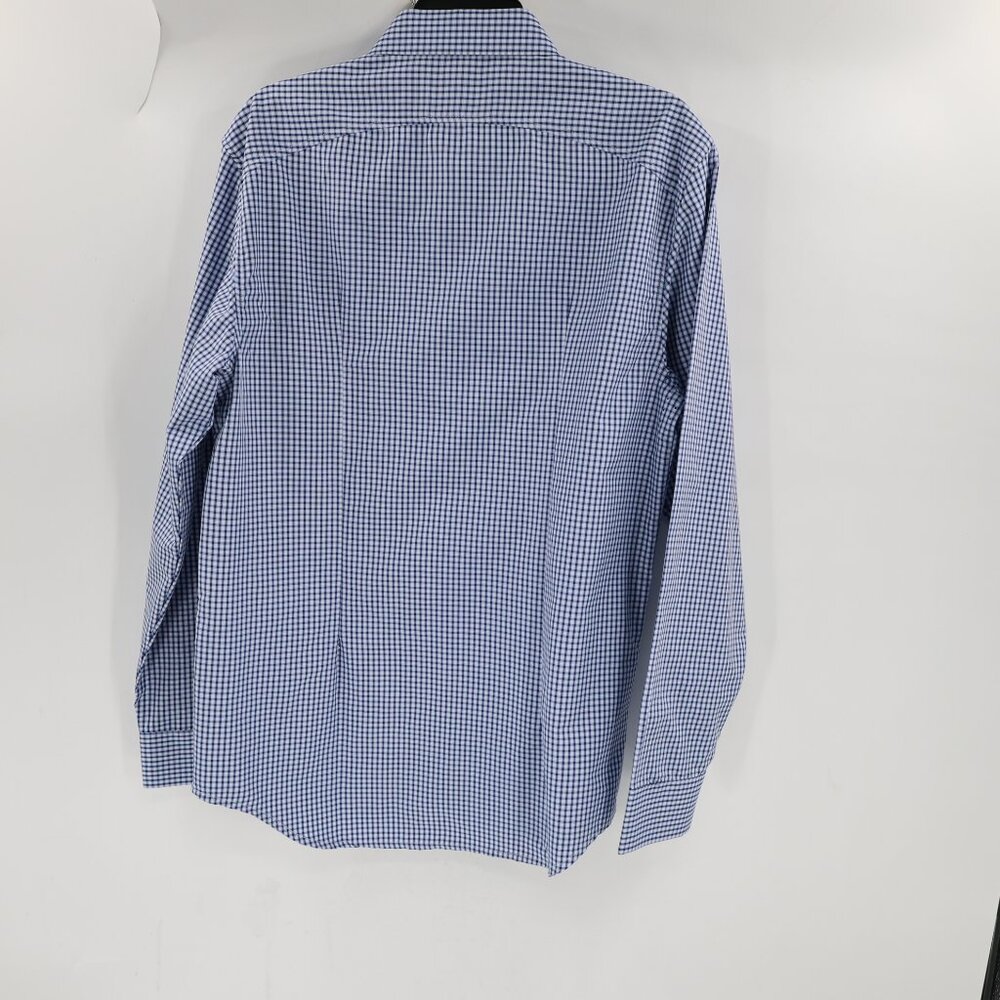 Ministry Of Supply Shirt Mens Large Blue Check Slim Fit Recycled poly Button Up - Picture 8 of 12